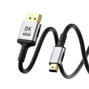 inicio 8k mini displayport to displayport 14 cable bi-directional mini dp to dp14 adapter hdr 8k60hz 4k240hz 2k360hz for thunderbolt 2 gaming laptop macbook monitor 66ft2m
