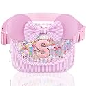Initial Fanny Pack for Girls - Belt Bag for Teens Kid Teen Girl Kid Birthday Gift Stripe Pink S