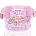 Initial Fanny Pack for Girls - Belt Bag for Teens Kid Teen Girl Kid Birthday Gift Stripe Pink T