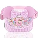 Initial Fanny Pack for Girls - Belt Bag for Teens Kid Teen Girl Kid Birthday Gift Stripe Pink G