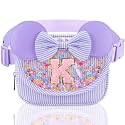 Initial Fanny Pack for Girls - Belt Bag for Teens Kid Teen Girl Kid Birthday Gift Stripe Purple K
