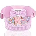 Initial Fanny Pack for Girls - Belt Bag for Teens Kid Teen Girl Kid Birthday Gift Stripe Pink K