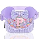 Initial Fanny Pack for Girls - Belt Bag for Teens Kid Teen Girl Kid Birthday Gift Stripe Purple P