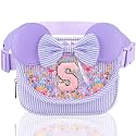 Initial Fanny Pack for Girls - Belt Bag for Teens Kid Teen Girl Kid Birthday Gift Stripe Purple S
