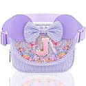 Initial Fanny Pack for Girls - Belt Bag for Teens Kid Teen Girl Kid Birthday Gift Stripe Purple J