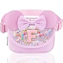 Initial Fanny Pack for Girls - Belt Bag for Teens Kid Teen Girl Kid Birthday Gift Stripe Pink F