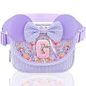 Initial Fanny Pack for Girls - Belt Bag for Teens Kid Teen Girl Kid Birthday Gift Stripe Purple G