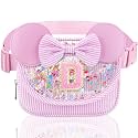 Initial Fanny Pack for Girls - Belt Bag for Teens Kid Teen Girl Kid Birthday Gift Stripe Pink D