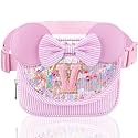 Initial Fanny Pack for Girls - Belt Bag for Teens Kid Teen Girl Kid Birthday Gift Stripe Pink V