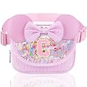 Initial Fanny Pack for Girls - Belt Bag for Teens Kid Teen Girl Kid Birthday Gift Stripe Pink C