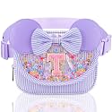 Initial Fanny Pack for Girls - Belt Bag for Teens Kid Teen Girl Kid Birthday Gift Stripe Purple T