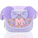 Initial Fanny Pack for Girls - Belt Bag for Teens Kid Teen Girl Kid Birthday Gift Stripe Purple M