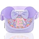 Initial Fanny Pack for Girls - Belt Bag for Teens Kid Teen Girl Kid Birthday Gift Stripe Purple E