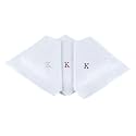 Initial Handkerchief for Men, Monogrammed Boxed 3 Piece Set,100% Cotton