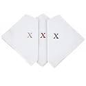 Initial Handkerchief for Men, Monogrammed Boxed 3 Piece Set,100% Cotton