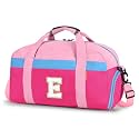 Initial Kids Duffle Bag for Boys or Girls, Kids Overnight Bag with Shoe Compartment, Personalized Weekender bags, Birthday Gifts for Women Boys Girls(Hot Pink-Letter E)