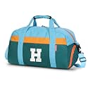 Initial Kids Duffle Bag for Boys or Girls, Kids Overnight Bag with Shoe Compartment, Personalized Weekender bags, Birthday Gifts for Women Boys Girls(Green Blue-Letter H)
