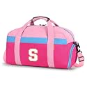 Initial Kids Duffle Bag for Boys or Girls, Kids Overnight Bag with Shoe Compartment, Personalized Weekender bags, Birthday Gifts for Women Boys Girls(Hot Pink-Letter S)
