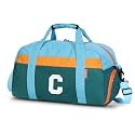 Initial Kids Duffle Bag for Boys or Girls, Kids Overnight Bag with Shoe Compartment, Personalized Weekender bags, Birthday Gifts for Women Boys Girls(Green Blue-Letter C)