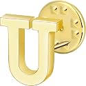Initial Lapel Pin for Men Women, Brooch Pins for Men Suits, Metal Button Pins in 18K Gold and Silver Tone.