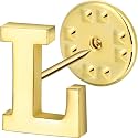 Initial Lapel Pin for Men Women, Brooch Pins for Men Suits, Metal Button Pins in 18K Gold and Silver Tone.