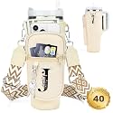 Initial Water Bottle Holder with Strap for Stanley Cup 40 oz Tumbler