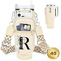 Initial Water Bottle Holder with Strap for Stanley Cup 40 oz Tumbler