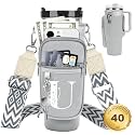 Initial Water Bottle Holder with Strap for Stanley Cup 40 oz Tumbler