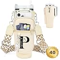 Initial Water Bottle Holder with Strap for Stanley Cup 40 oz Tumbler