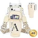Initial Water Bottle Holder with Strap for Stanley Cup 40 oz Tumbler