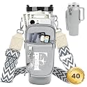 Initial Water Bottle Holder with Strap for Stanley Cup 40 oz Tumbler