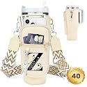 Initial Water Bottle Holder with Strap for Stanley Cup 40 oz Tumbler