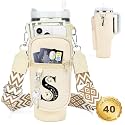 Initial Water Bottle Holder with Strap for Stanley Cup 40 oz Tumbler
