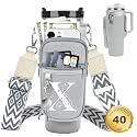 Initial Water Bottle Holder with Strap for Stanley Cup 40 oz Tumbler