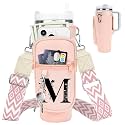Initial Water Bottle Holder with Strap for Stanley Cup 40 oz Tumbler