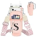Initial Water Bottle Holder with Strap for Stanley Cup 40 oz Tumbler