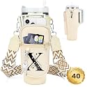 Initial Water Bottle Holder with Strap for Stanley Cup 40 oz Tumbler
