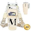 Initial Water Bottle Holder with Strap for Stanley Cup 40 oz Tumbler