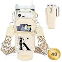 Initial Water Bottle Holder with Strap for Stanley Cup 40 oz Tumbler