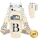 Initial Water Bottle Holder with Strap for Stanley Cup 40 oz Tumbler