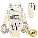 Initial Water Bottle Holder with Strap for Stanley Cup 40 oz Tumbler