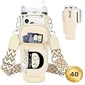 Initial Water Bottle Holder with Strap for Stanley Cup 40 oz Tumbler