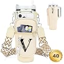 Initial Water Bottle Holder with Strap for Stanley Cup 40 oz Tumbler