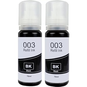 ink bottle 003 compatible for epson printers l3110 l3150 l4150 l4160 l5190 l6160 l6170 pack of 2 ink bottle black 70ml each bottle