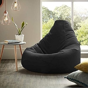 ink craft leatherette bean bag cover without beans beanbag chair for home office bedroom amp room construction  durable everyday use  black