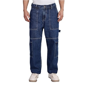 INKD Mens Carpenter Baggy Jeans - Mid-Rise