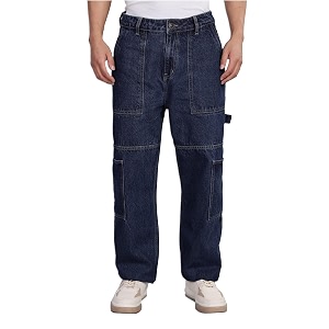 INKD Mens Carpenter Baggy Jeans - Mid-Rise