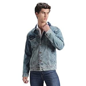 INKD Mens Overdyed Cotton Denim Jacket -