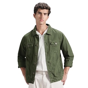 INKD Mens Overdyed Cotton Denim Jacket -
