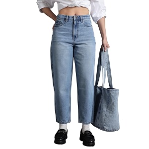 inkd premium womens barrel fit jeans - 100 cotton  high- rise  comfortable fit  casual denims  jeans for women  mom fit jean  ankle length jean available in plus sizes